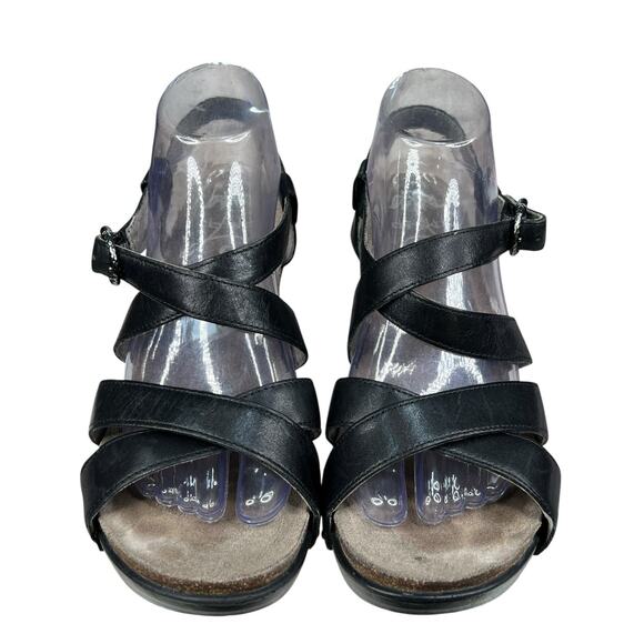 Dansko Women's Frida Black Leather Strappy Wedge Sandal Size 40 US 9.5/10 - Picture 7 of 11